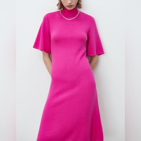 ZARA Soft Mock Neck Dress - Picture 2 of 9